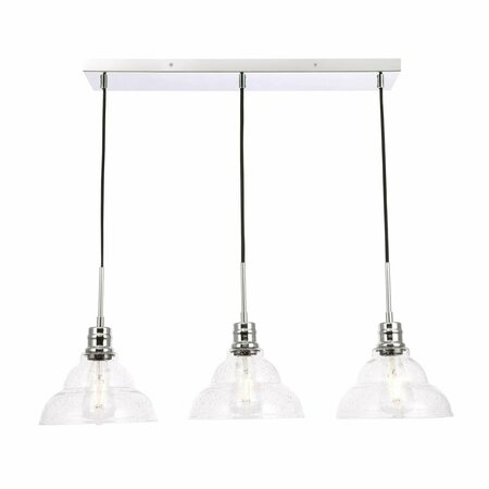 CLING Clive 3 Light Chrome & Clear Seeded Glass Pendant CL2961450